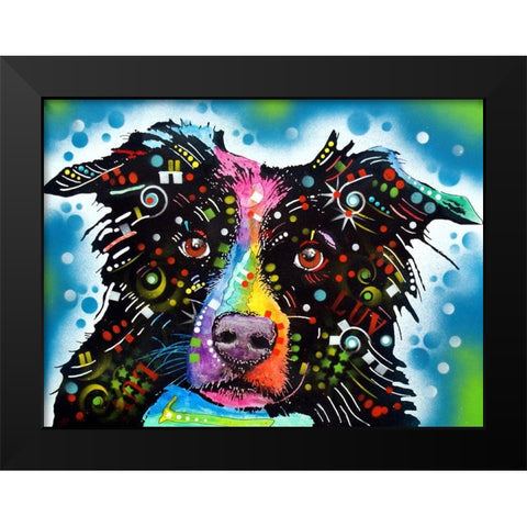 Border Collie 3 Black Modern Wood Framed Art Print by Dean Russo Collection