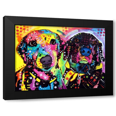 Daisy and Noel Black Modern Wood Framed Art Print with Double Matting by Dean Russo Collection