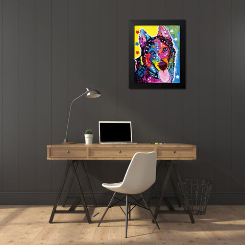Husky -122209 Black Modern Wood Framed Art Print by Dean Russo Collection