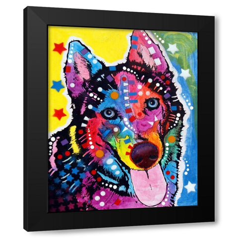 Husky -122209 Black Modern Wood Framed Art Print by Dean Russo Collection