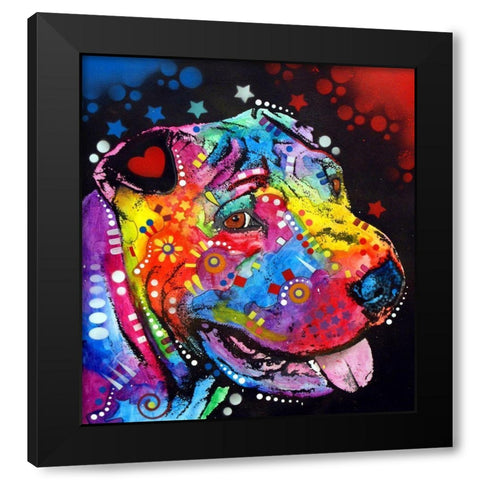 Shar Pei Black Modern Wood Framed Art Print with Double Matting by Dean Russo Collection