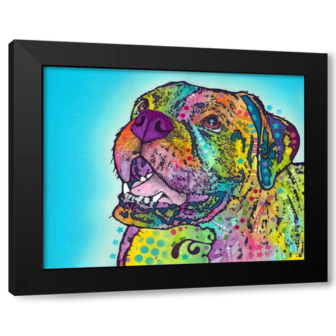 Smiling Boxer Black Modern Wood Framed Art Print by Dean Russo Collection