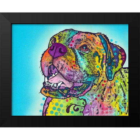 Smiling Boxer Black Modern Wood Framed Art Print by Dean Russo Collection