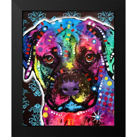 Young Bullmastiff Black Modern Wood Framed Art Print by Dean Russo Collection