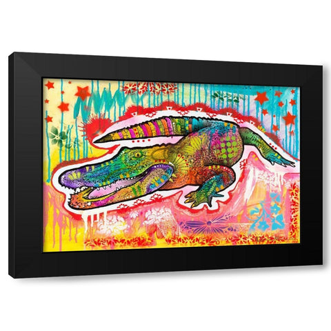 Alligator 2 Black Modern Wood Framed Art Print by Dean Russo Collection