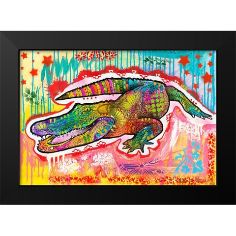 Alligator 2 Black Modern Wood Framed Art Print by Dean Russo Collection