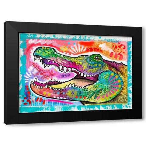 Alligator 3 Black Modern Wood Framed Art Print by Dean Russo Collection