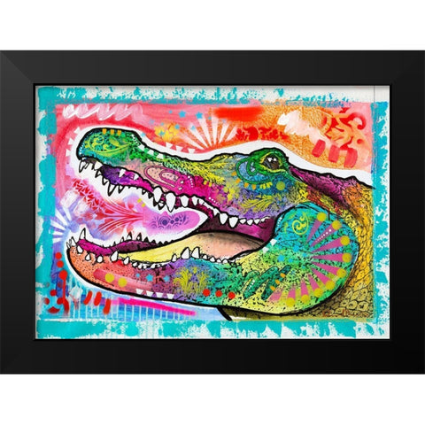 Alligator 3 Black Modern Wood Framed Art Print by Dean Russo Collection