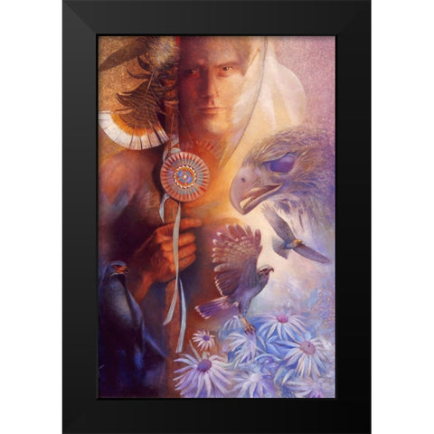 Raptor In Blue Black Modern Wood Framed Art Print by Lund, Denton