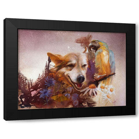 Friends Black Modern Wood Framed Art Print by Lund, Denton