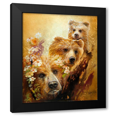 The Three Bears Black Modern Wood Framed Art Print with Double Matting by Lund, Denton