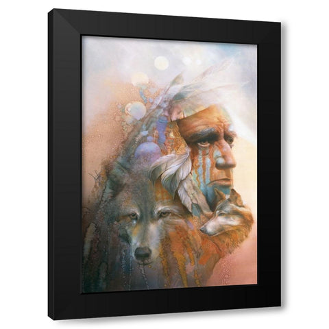 Vision Of The Wolves Black Modern Wood Framed Art Print with Double Matting by Lund, Denton