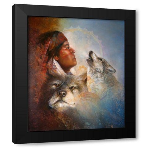 Cry Of The Wolves Black Modern Wood Framed Art Print by Lund, Denton