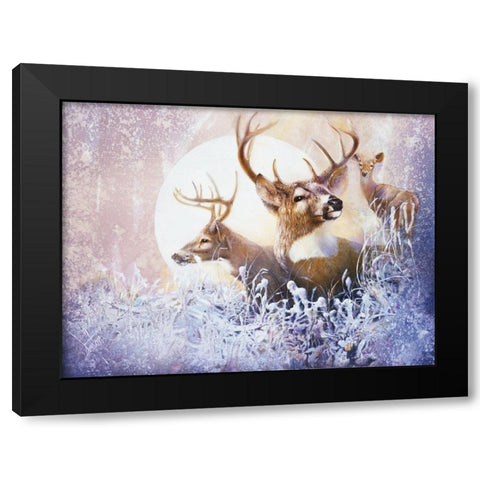 Snow Moon Black Modern Wood Framed Art Print with Double Matting by Lund, Denton