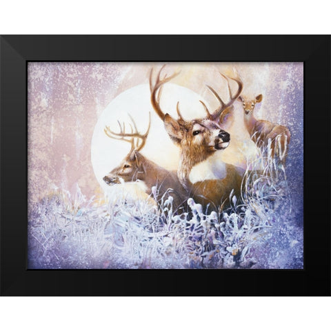 Snow Moon Black Modern Wood Framed Art Print by Lund, Denton