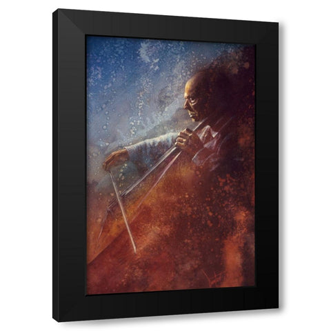 The Cello Player Black Modern Wood Framed Art Print with Double Matting by Lund, Denton