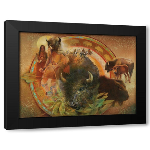 Spirit Of Tatanka Black Modern Wood Framed Art Print by Lund, Denton