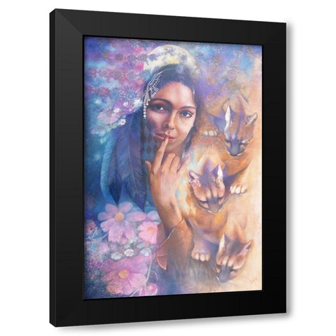 Cougar Moon Black Modern Wood Framed Art Print by Lund, Denton