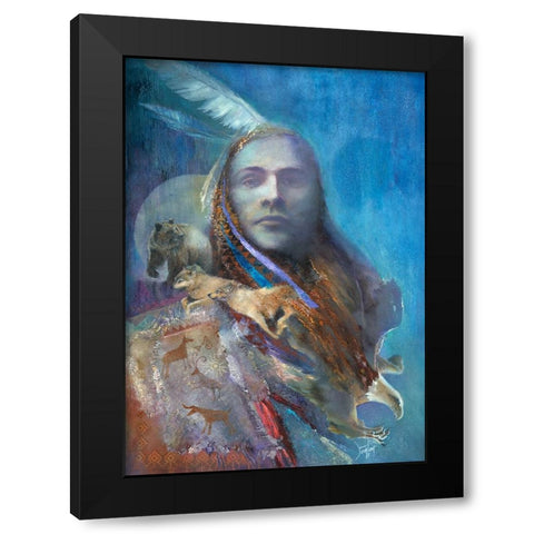 White Feather Black Modern Wood Framed Art Print with Double Matting by Lund, Denton