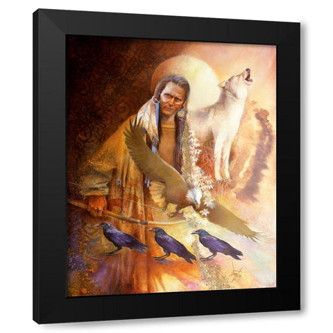 Night Of The Ravens Black Modern Wood Framed Art Print with Double Matting by Lund, Denton