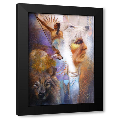Vision Of The Wolf Black Modern Wood Framed Art Print with Double Matting by Lund, Denton