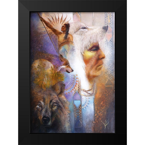 Vision Of The Wolf Black Modern Wood Framed Art Print by Lund, Denton