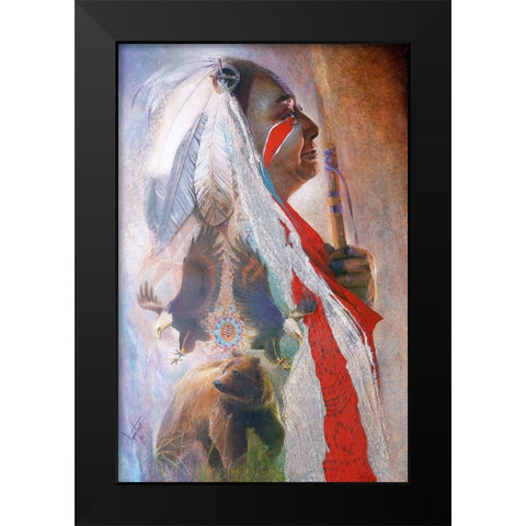 The Spirit Of Eagle Baer Black Modern Wood Framed Art Print by Lund, Denton