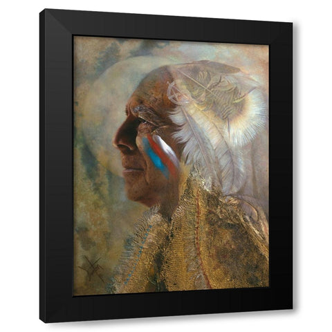 Wicasa Wakan ( The Holy Man) Black Modern Wood Framed Art Print with Double Matting by Lund, Denton