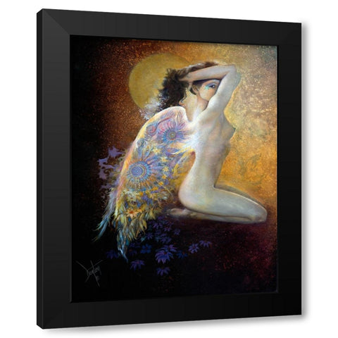 Fleurs De La Lune Black Modern Wood Framed Art Print by Lund, Denton