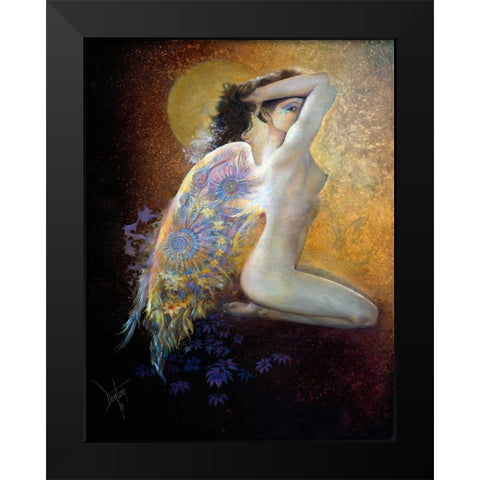 Fleurs De La Lune Black Modern Wood Framed Art Print by Lund, Denton