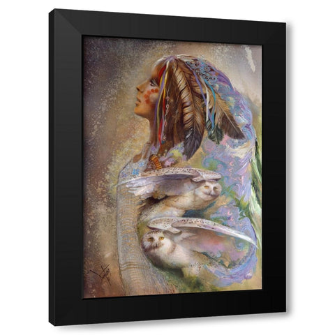 Golden Feather Black Modern Wood Framed Art Print by Lund, Denton