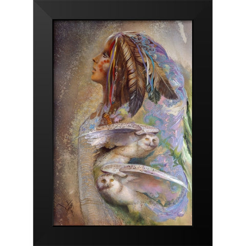 Golden Feather Black Modern Wood Framed Art Print by Lund, Denton