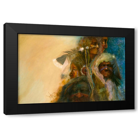 A Gathering Of Nations Black Modern Wood Framed Art Print with Double Matting by Lund, Denton