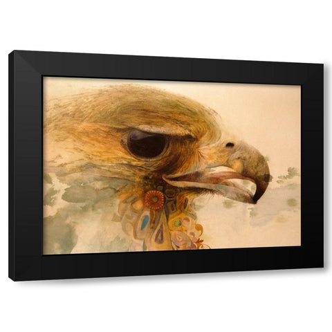 Decorative Hawk Black Modern Wood Framed Art Print with Double Matting by Lund, Denton