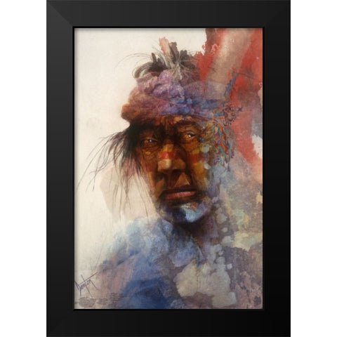 American Indian Black Modern Wood Framed Art Print by Lund, Denton