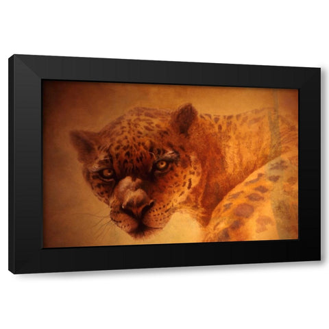 The Leopard Black Modern Wood Framed Art Print by Lund, Denton