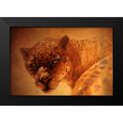 The Leopard Black Modern Wood Framed Art Print by Lund, Denton