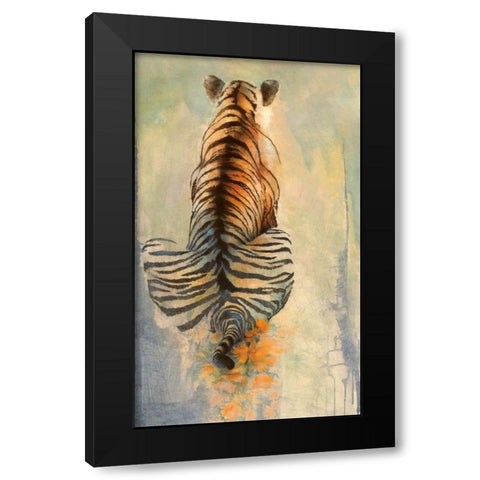 Meditating Tiger Black Modern Wood Framed Art Print with Double Matting by Lund, Denton