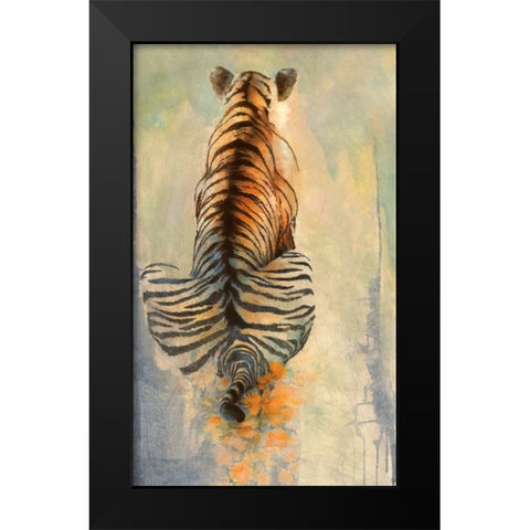 Meditating Tiger Black Modern Wood Framed Art Print by Lund, Denton