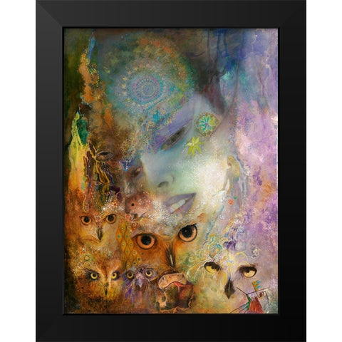 Night Messengers Black Modern Wood Framed Art Print by Lund, Denton