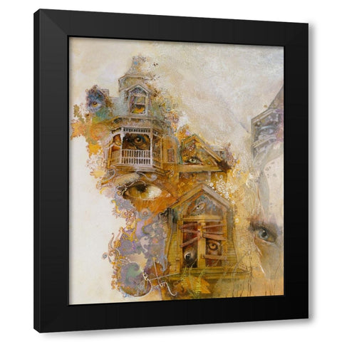 Many Mansions Black Modern Wood Framed Art Print by Lund, Denton
