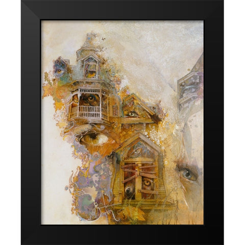 Many Mansions Black Modern Wood Framed Art Print by Lund, Denton