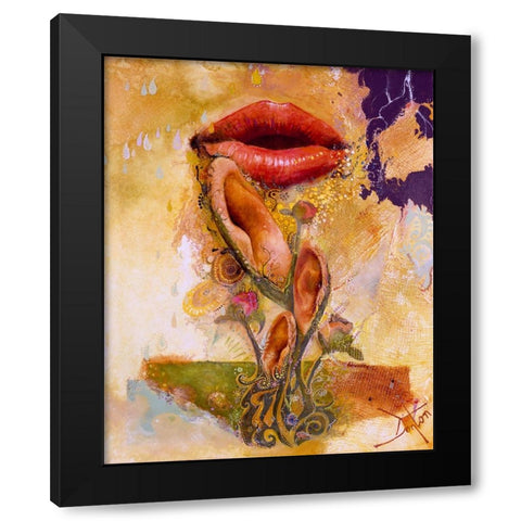 Whispers Black Modern Wood Framed Art Print by Lund, Denton