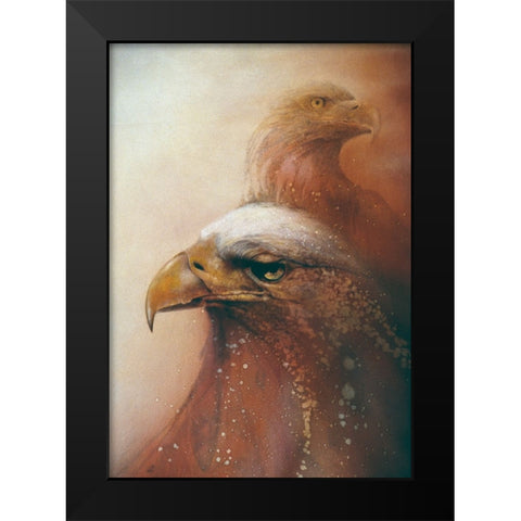 Crimson Eagles Black Modern Wood Framed Art Print by Lund, Denton
