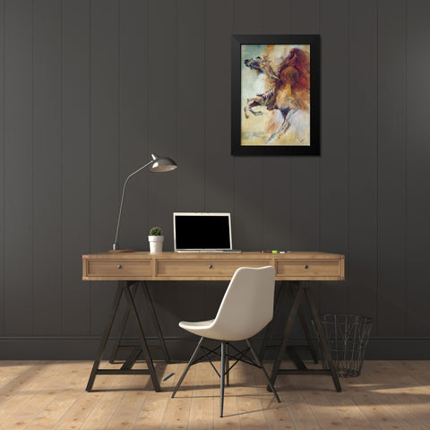 War Chief Black Modern Wood Framed Art Print by Lund, Denton