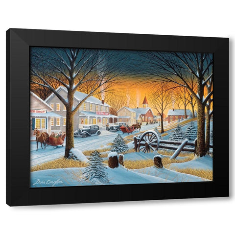 Saturday Night Downtown Black Modern Wood Framed Art Print by Engler, Don