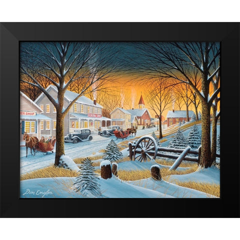 Saturday Night Downtown Black Modern Wood Framed Art Print by Engler, Don