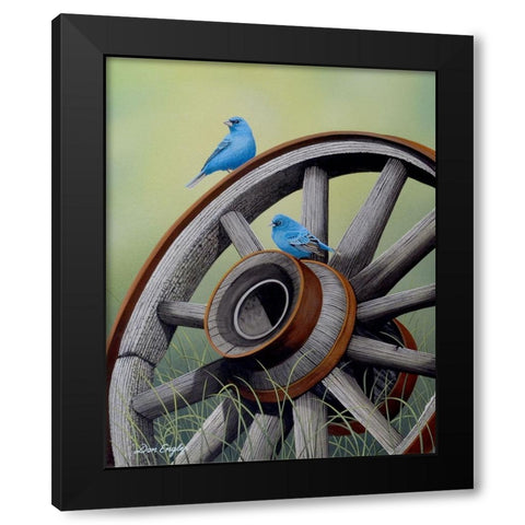 Simply Blue Black Modern Wood Framed Art Print with Double Matting by Engler, Don