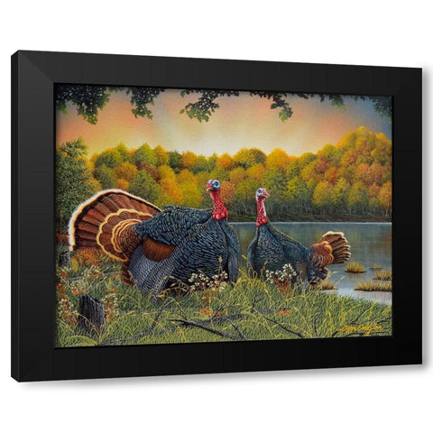 Turkey Season Black Modern Wood Framed Art Print with Double Matting by Engler, Don