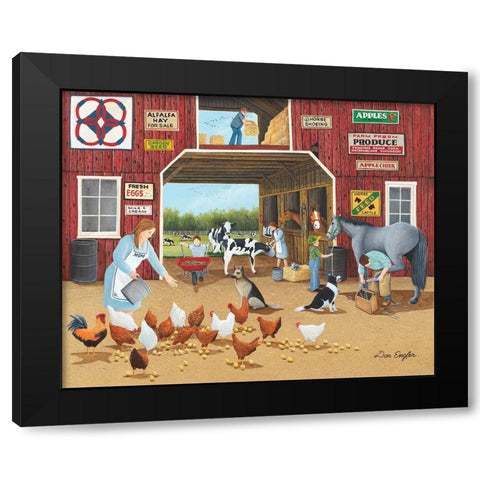 Chore Time Black Modern Wood Framed Art Print with Double Matting by Engler, Don